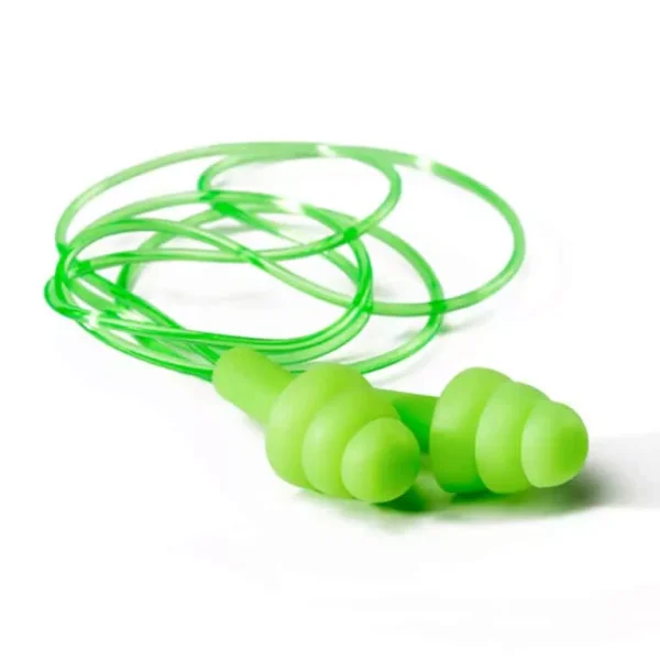 GREEN CORDED RE-USABLE EARPLUGS